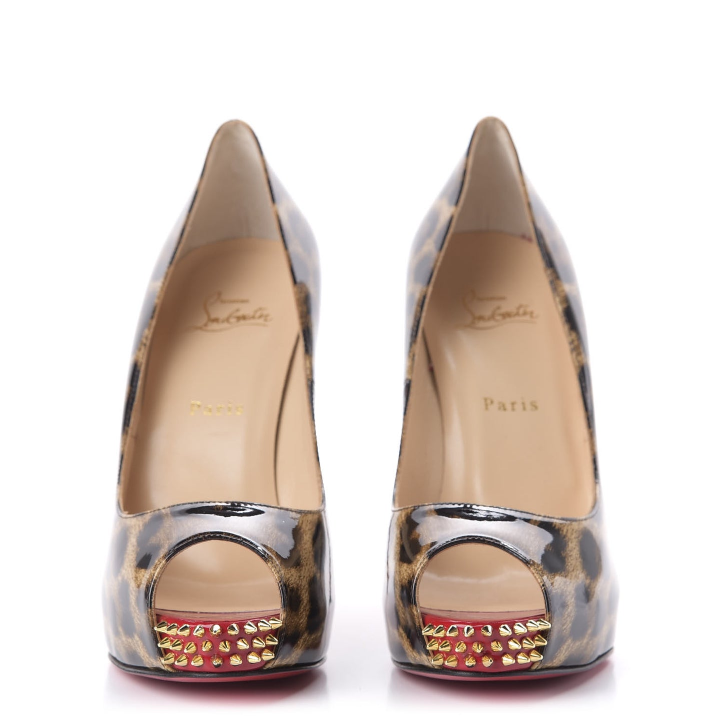 Patent Leopard New Very Prive Spikes 120 Pumps 40.5 Brown