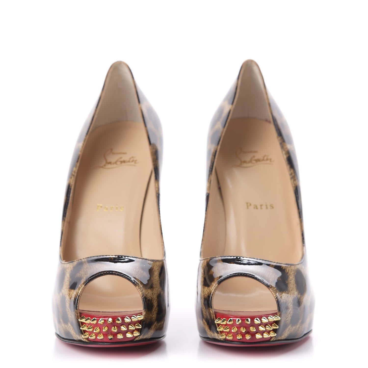 Christian Louboutin Patent Leopard New Very Prive Spikes 120 Pumps 40.5 Brown 2 of 9