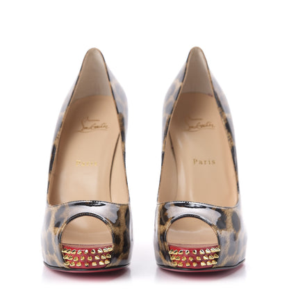 Christian Louboutin Patent Leopard New Very Prive Spikes 120 Pumps 40.5 Brown 2 of 9