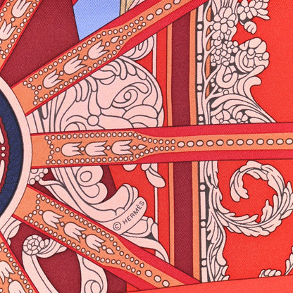 Hermes Silk Balade En Berline Scarf 90 Lavande Rouge Marine 4 of 5