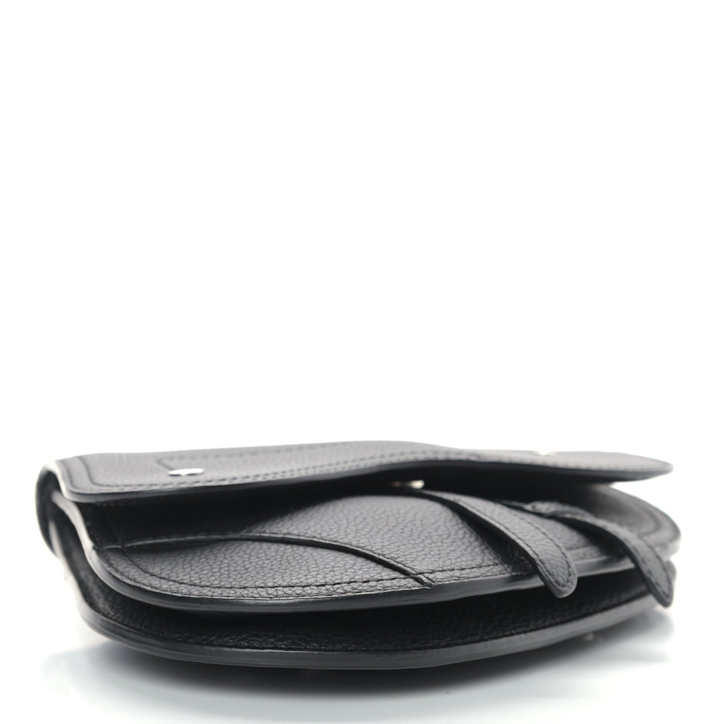 Grained Calfskin Saddle Pouch Belt Bag Black