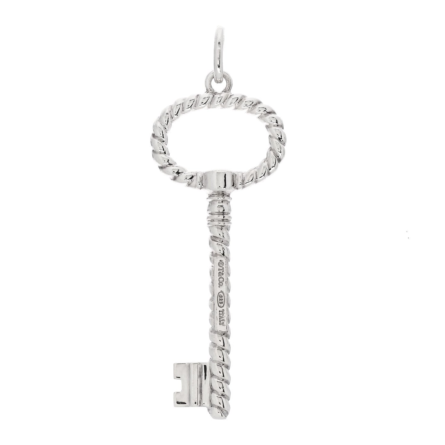 Sterling Silver Twist Oval Key Pendant