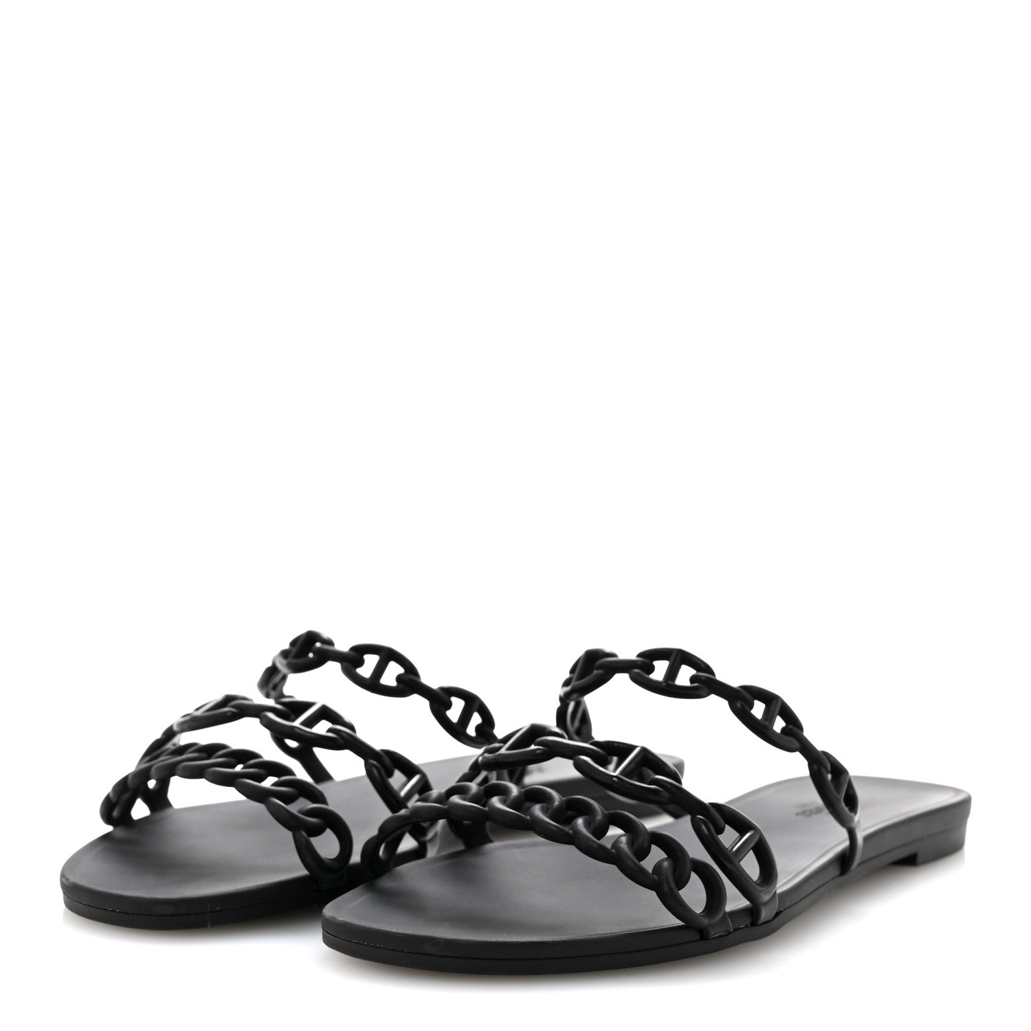 Hermes Rubber Chaine d'Ancre Rivage Sandals 37 Black 4 of 10