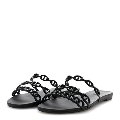 Hermes Rubber Chaine d'Ancre Rivage Sandals 37 Black 4 of 10