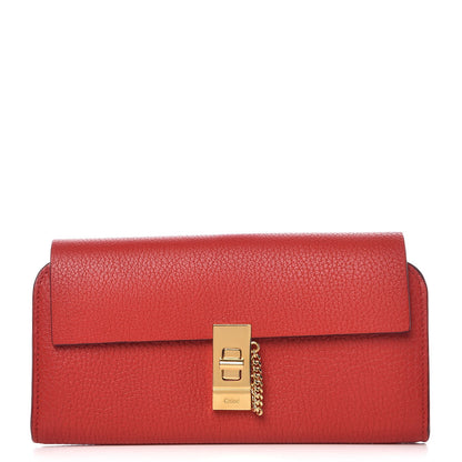 Chloe Grained Lambskin Drew Long Wallet with Flap Plaid Red 1 of 7