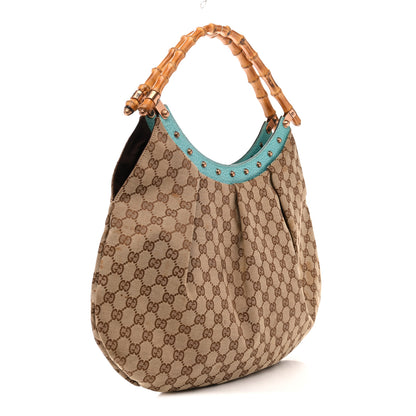 Gucci Monogram Bamboo Top Handle Bag Turquoise 3 of 15