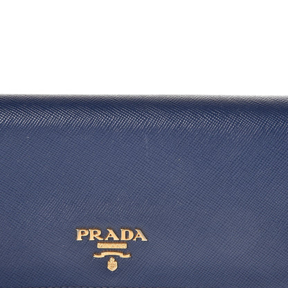 Prada Saffiano Metal Continental Flap Wallet Bleuette 8 of 9