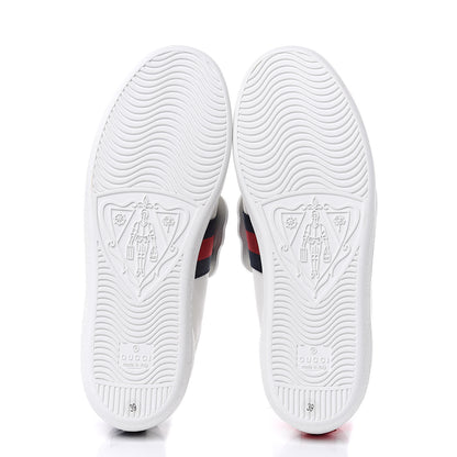 Gucci Calfskin Ayers Crystal Web Panther Embroidered Womens Ace Sneakers 39 White 6 of 10