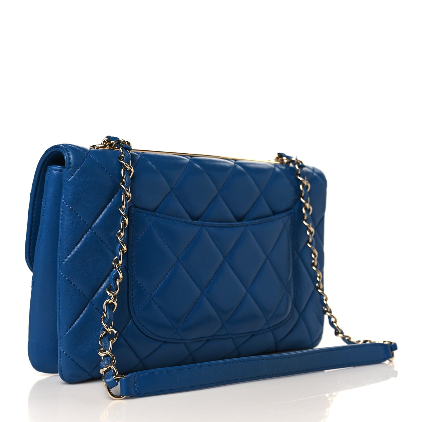 Lambskin Quilted Medium Trendy CC Flap Blue