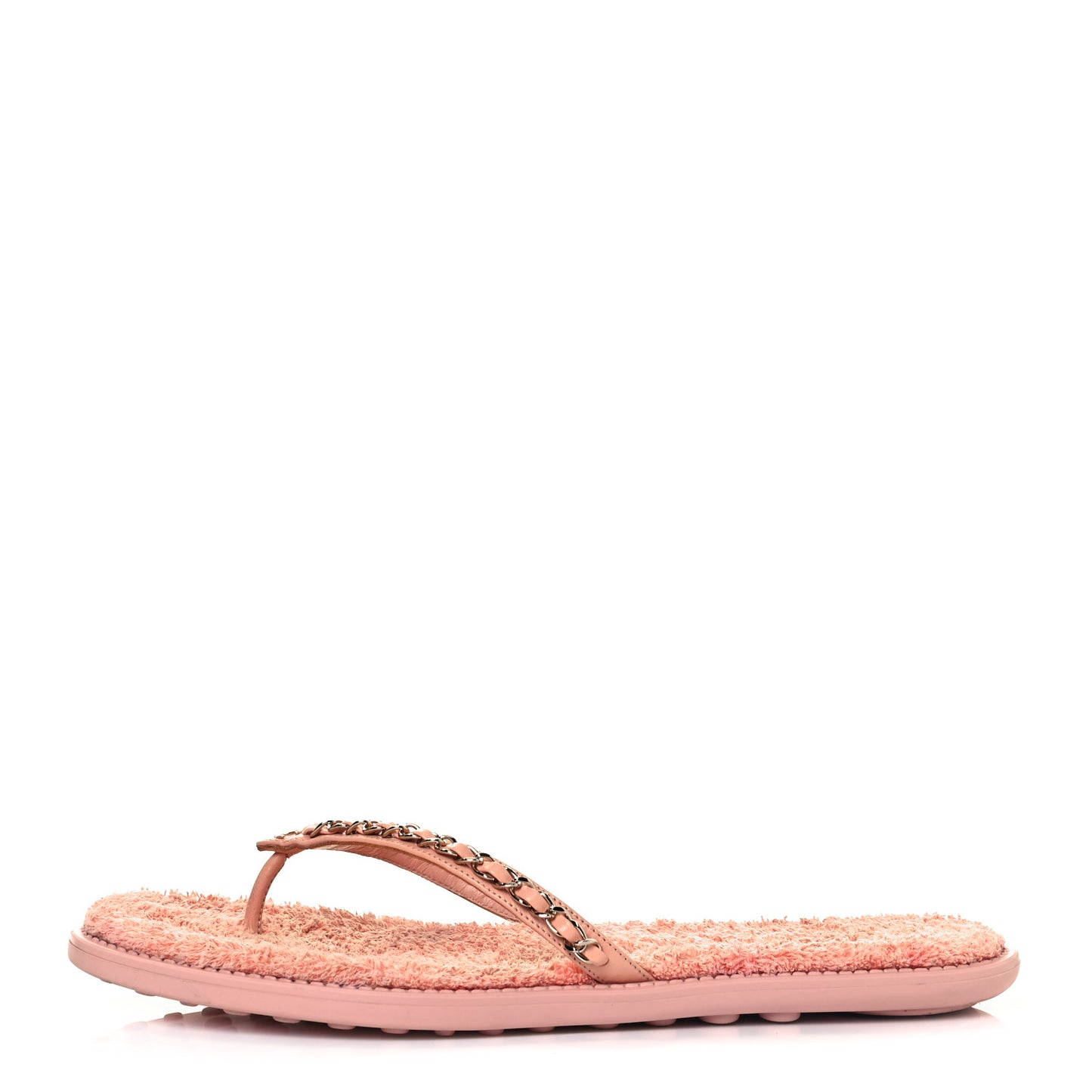 Calfskin CC Chain Thong Sandals 41 Pink