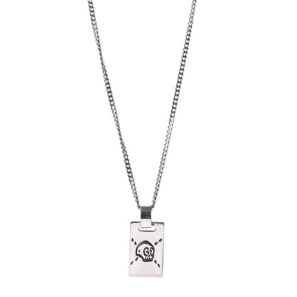 Gucci Sterling Silver GucciGhost Hamlet Skull Dog Tag Pendant Necklace 1 of 4