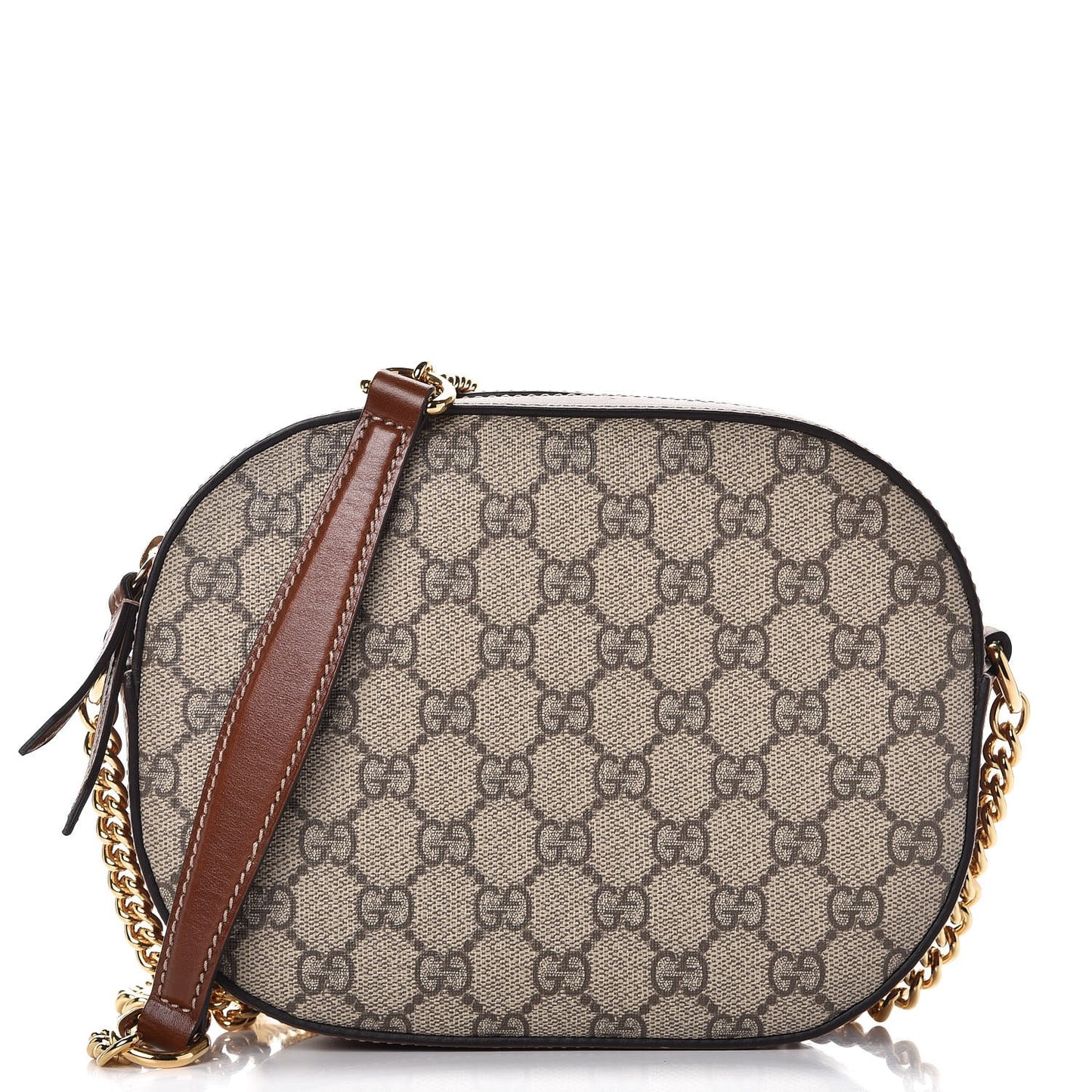 GG Supreme Monogram Cuoio Toscano Mini Chain Shoulder Bag Beige Ebony Cuir