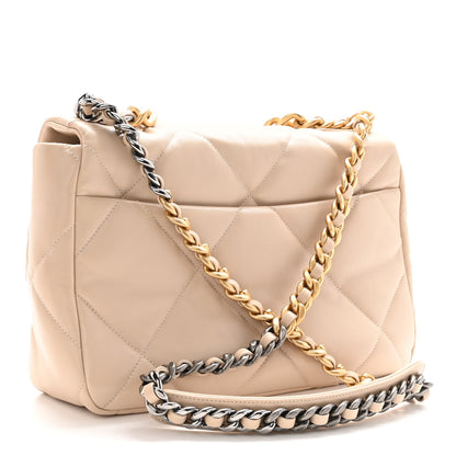 Chanel Lambskin Quilted Large Chanel 19 Flap Beige 3 of 10