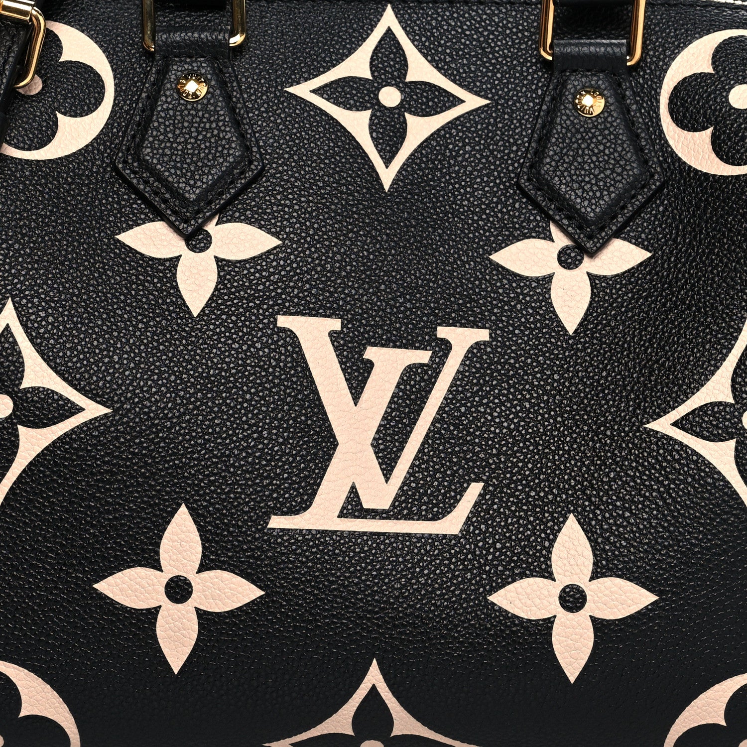 Louis Vuitton Empreinte Monogram Giant Speedy Bandouliere 25 Black Beige 8 of 11