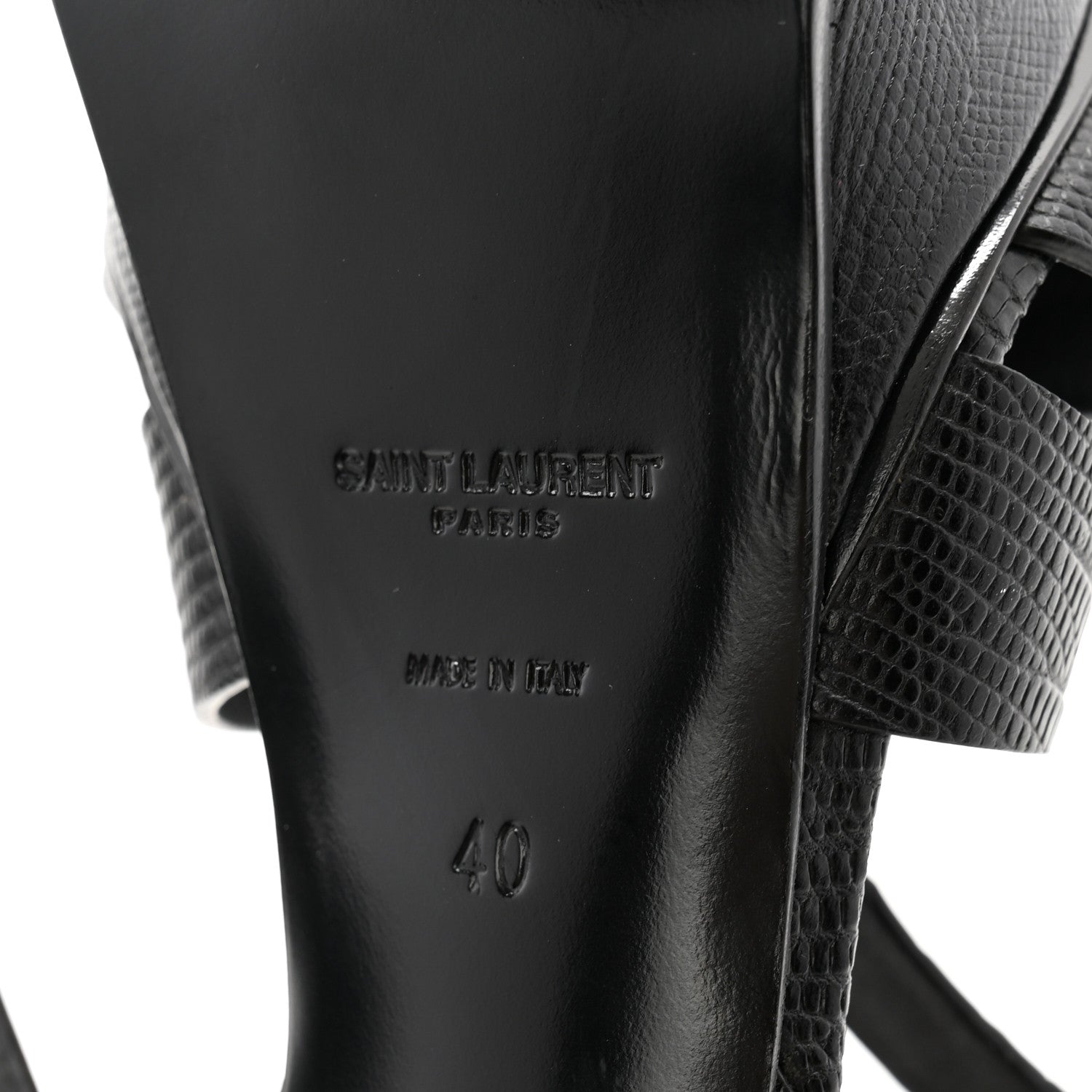 Saint Laurent Calfskin Embossed Crocodile Tribute 105 Platform Sandals 40 Black 7 of 11