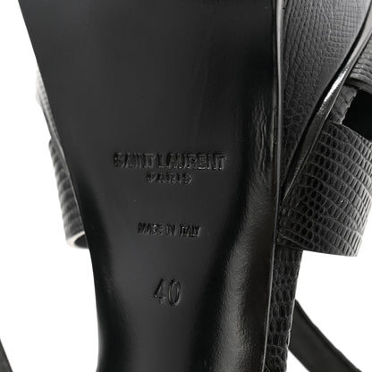Saint Laurent Calfskin Embossed Crocodile Tribute 105 Platform Sandals 40 Black 7 of 11