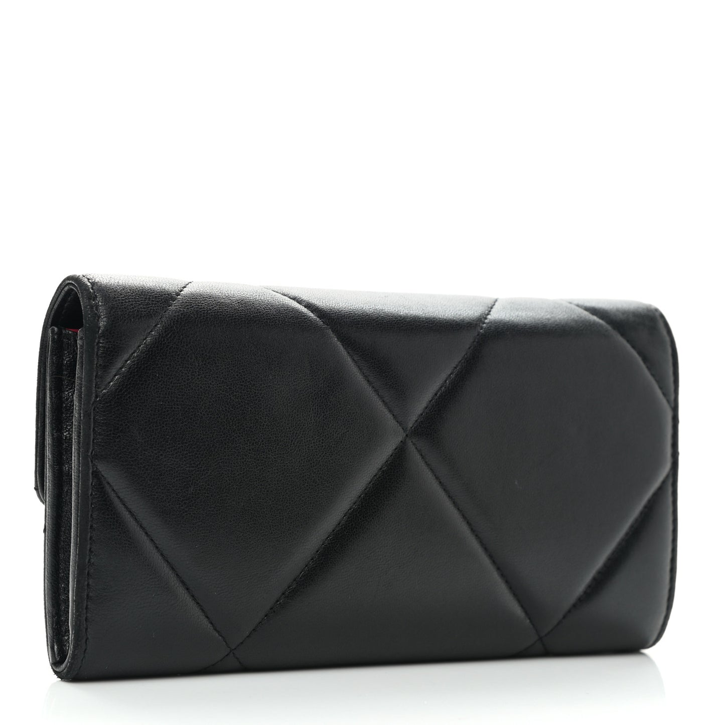Lambskin Quilted Chanel 19 Flap Wallet Black