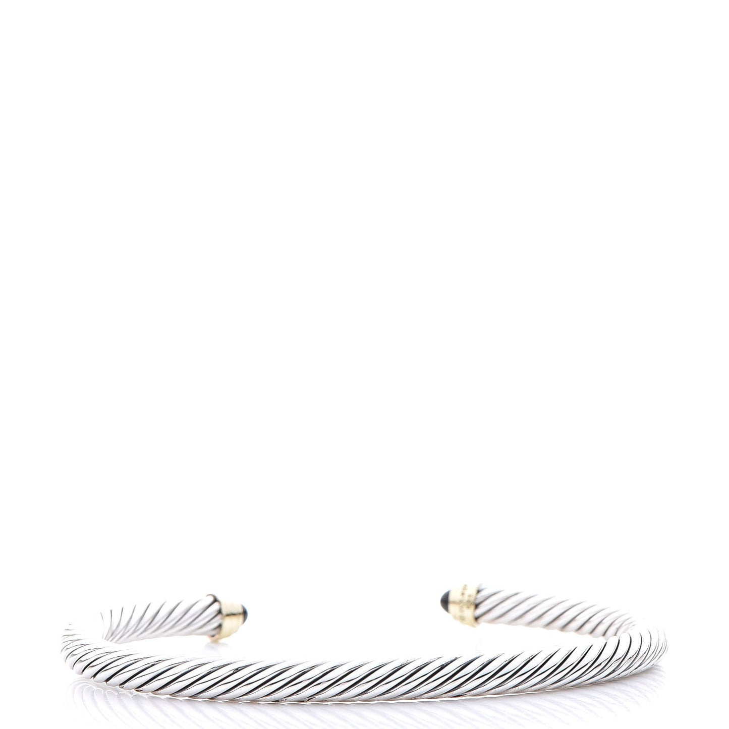 Sterling Silver 14K Yellow Gold Black Onyx 5mm Cable Classics Petite Color Bracelet
