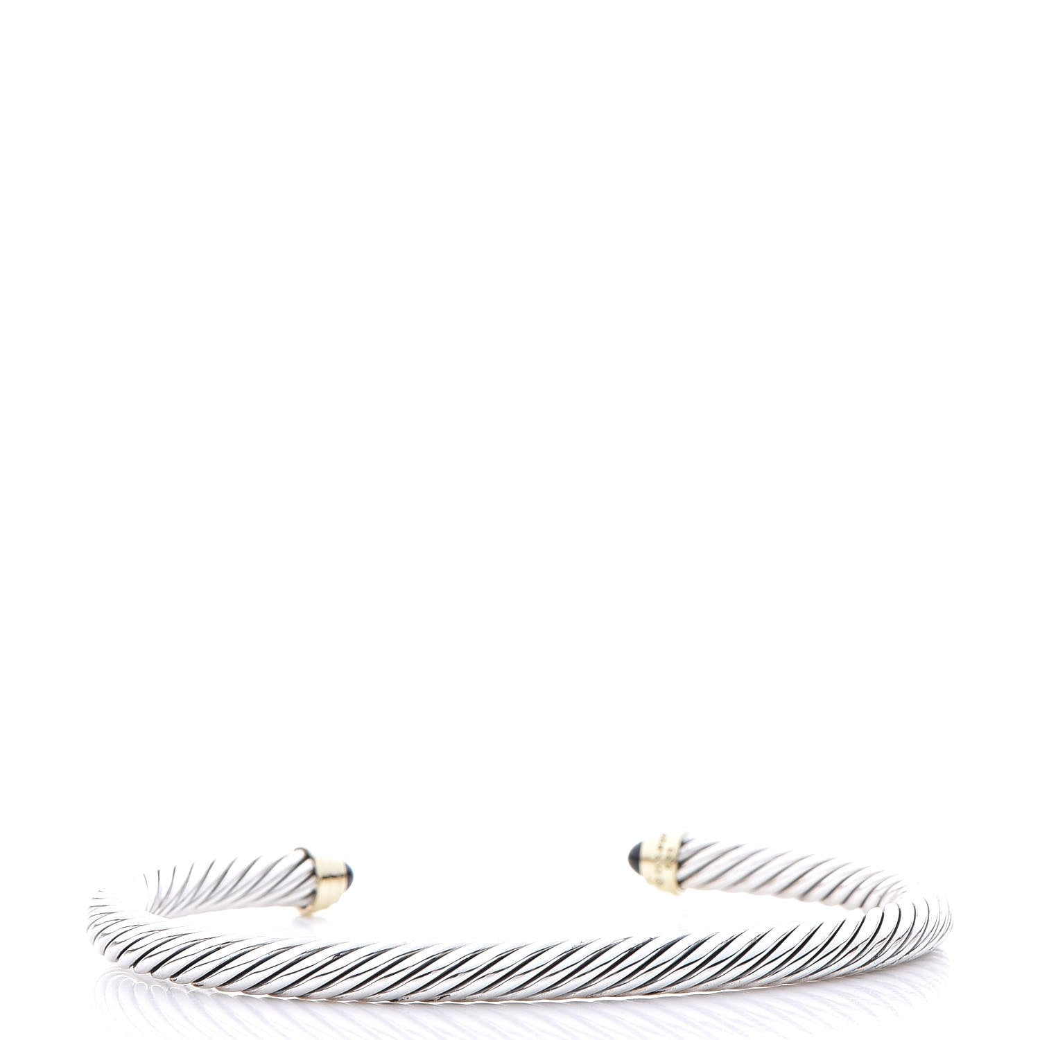 David Yurman Sterling Silver 14K Yellow Gold Black Onyx 5mm Cable Classics Petite Color Bracelet 3 of 4