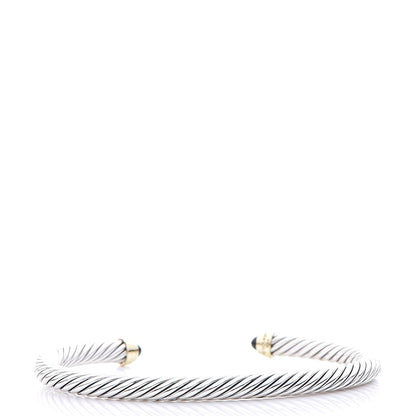 David Yurman Sterling Silver 14K Yellow Gold Black Onyx 5mm Cable Classics Petite Color Bracelet 3 of 4