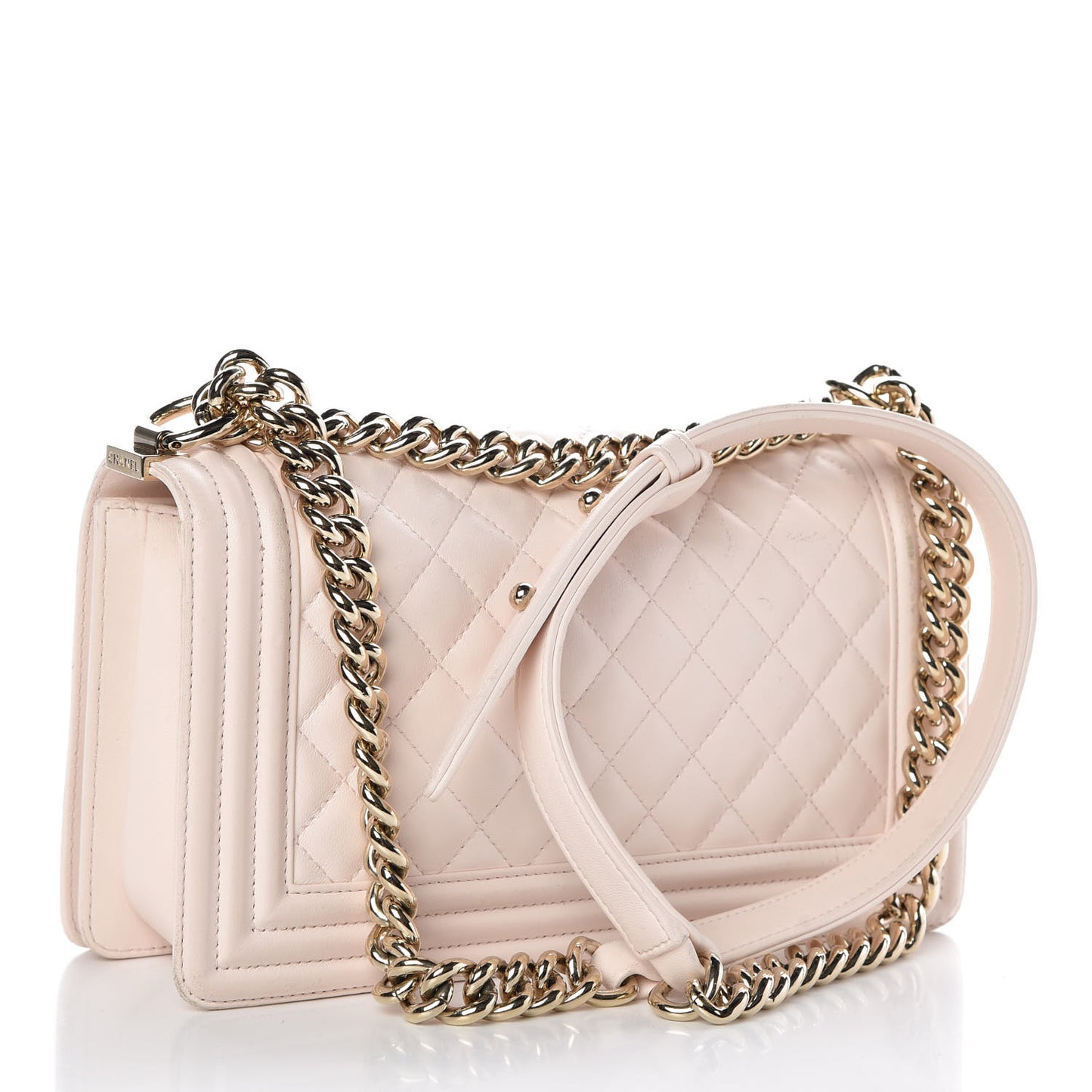 Lambskin Quilted Medium Boy Flap Light Pink