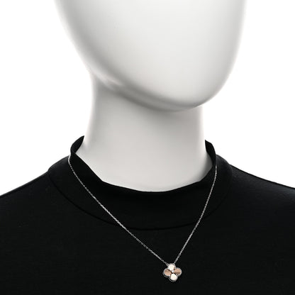 Van Cleef & Arpels 18K White Rose Gold Diamond Guilloche Vintage Alhambra Pendant Necklace 2 of 5