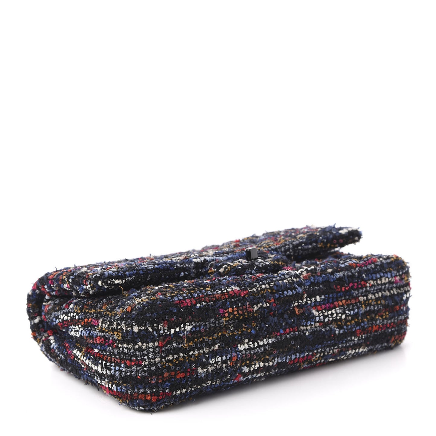 Tweed Sequin Chevron Quilted Medium Double Flap Multicolor