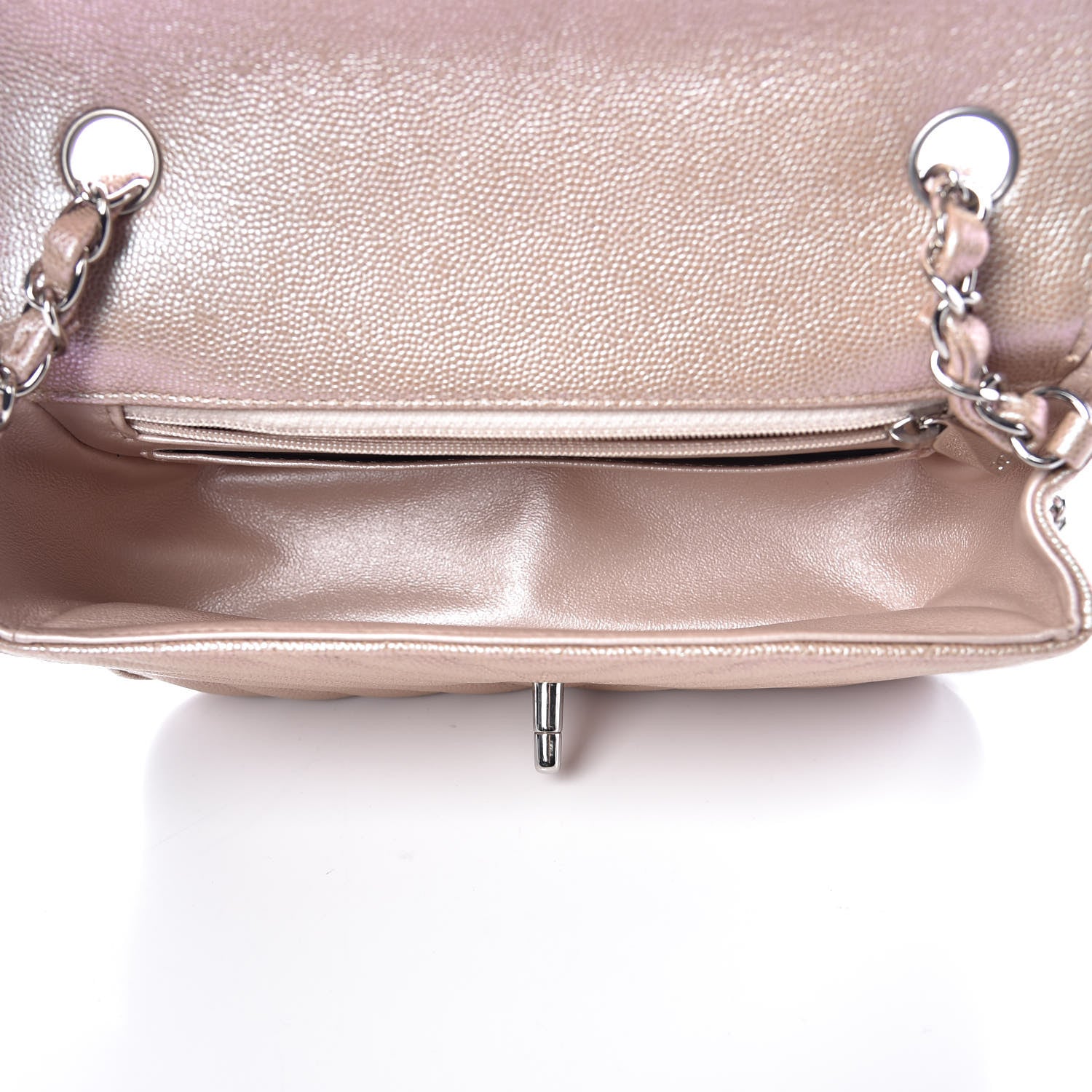 Chanel Iridescent Caviar Chevron Quilted Mini Rectangular Flap Light Gold 5 of 7