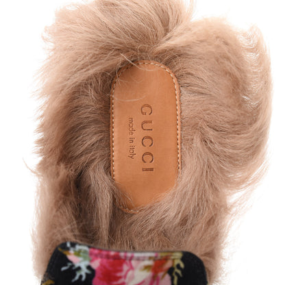 Gucci Velvet Fur Floral Womens Princetown Slippers 36 Black 7 of 10