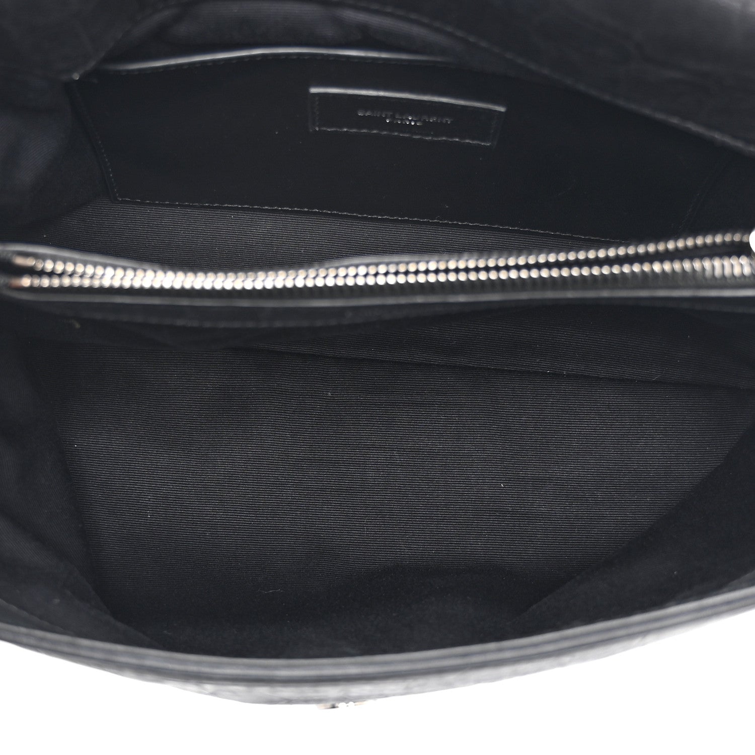 Saint Laurent Calfskin Crocodile Embossed Medium West Hollywood Monogram Fold-Over Black 5 of 10