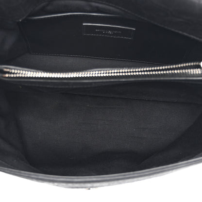 Saint Laurent Calfskin Crocodile Embossed Medium West Hollywood Monogram Fold-Over Black 5 of 10