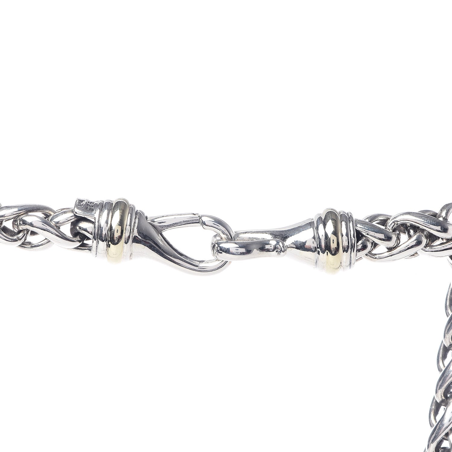 David Yurman Sterling Silver 14K Yellow Gold 8mm Wheat Chain Necklace 4 of 5
