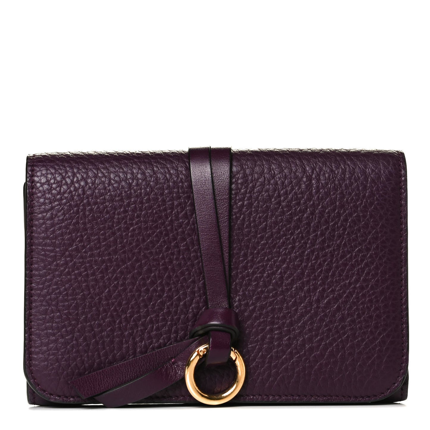 Calfskin Alphabet Compact Wallet Purple