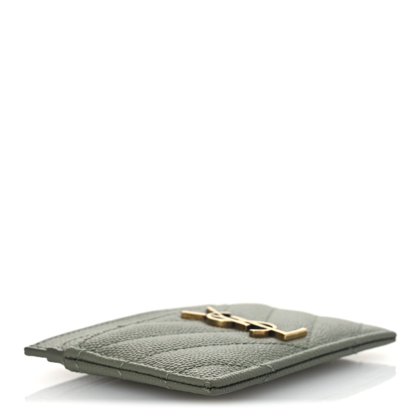 Grain De Poudre Matelasse Chevron Monogram Credit Card Case Light Sage