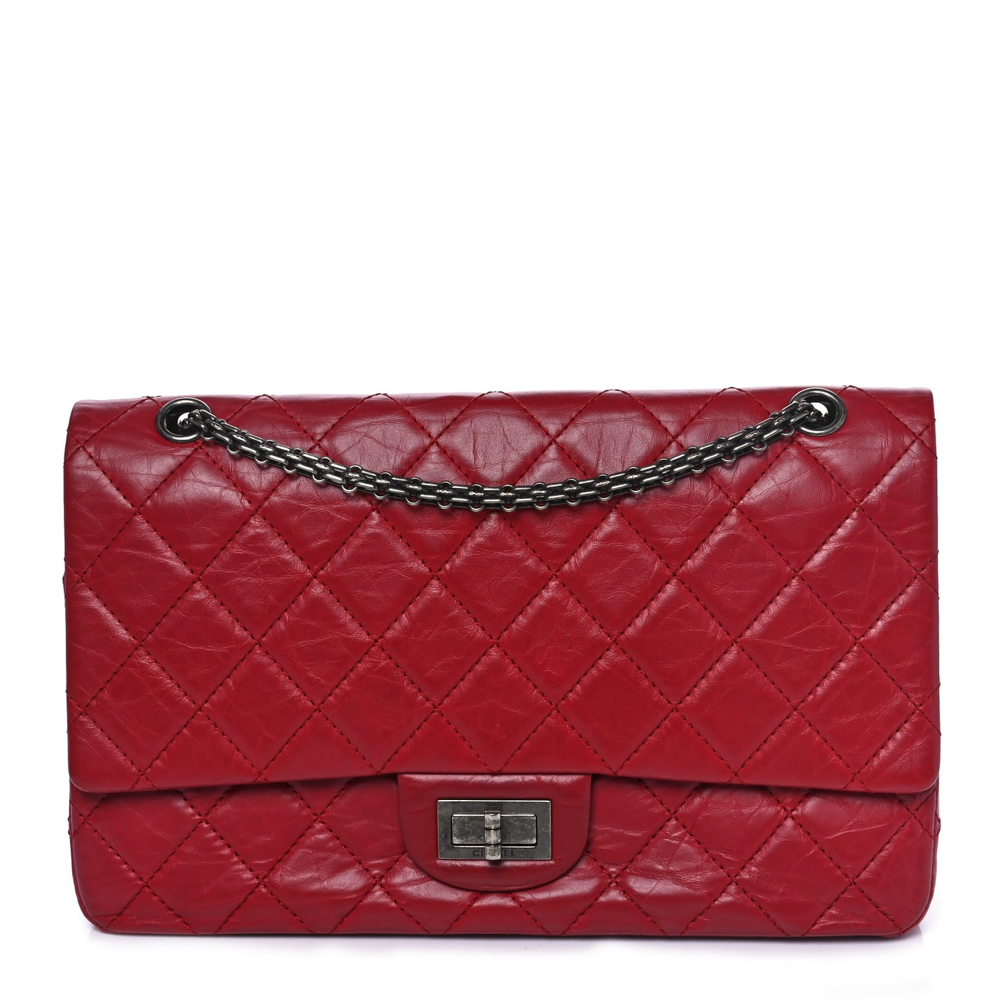 Aged Calfskin Quilted 2.55 Reissue 225 Flap Red
