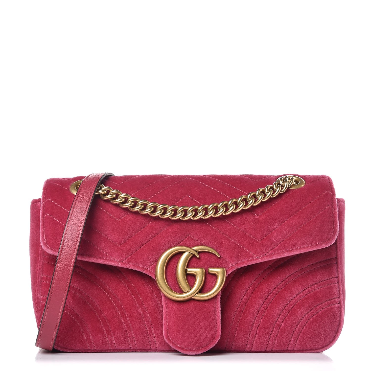 Gucci Velvet Matelasse Small GG Marmont Shoulder Bag Light Raspberry Rose 1 of 7