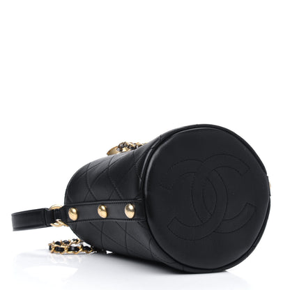Chanel Calfskin Tweed Small CC Chain Bucket Drawstring Bag Black Multicolor 4 of 4