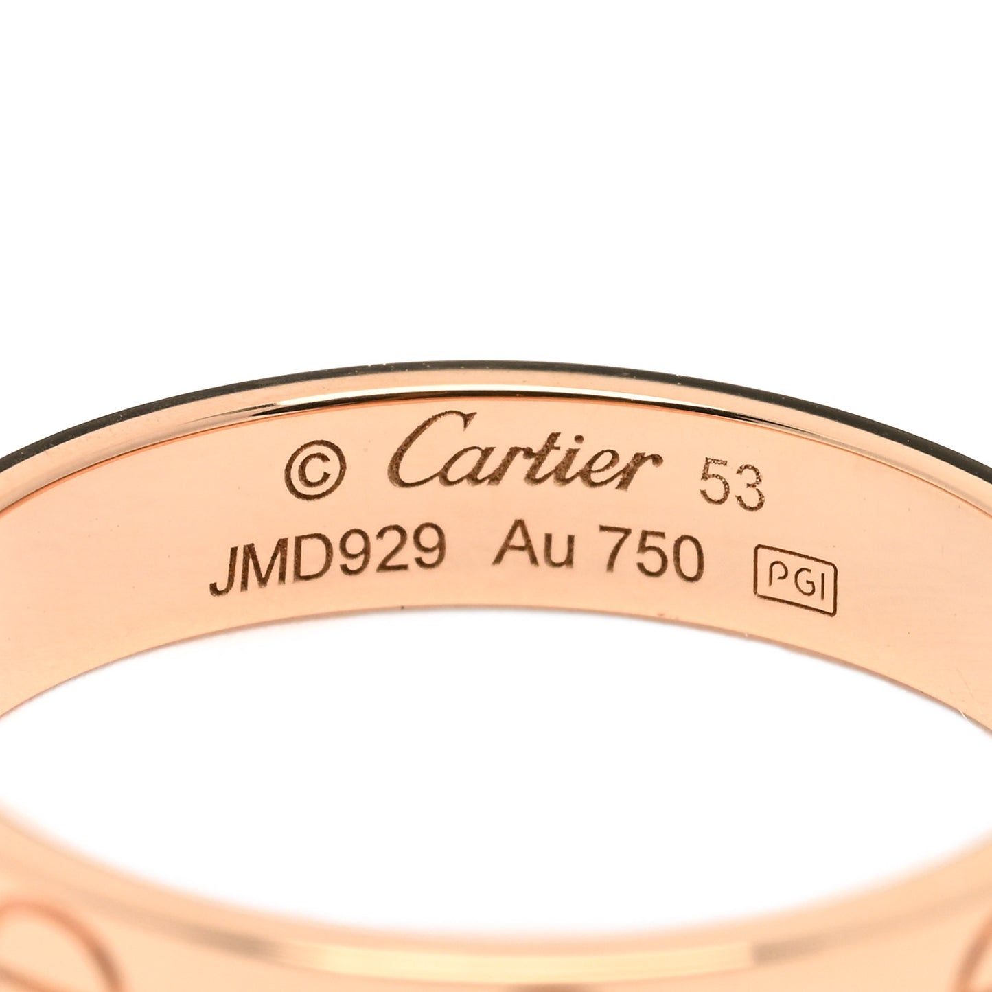 18K Pink Gold 3.5mm LOVE Wedding Band Ring 53 6.5