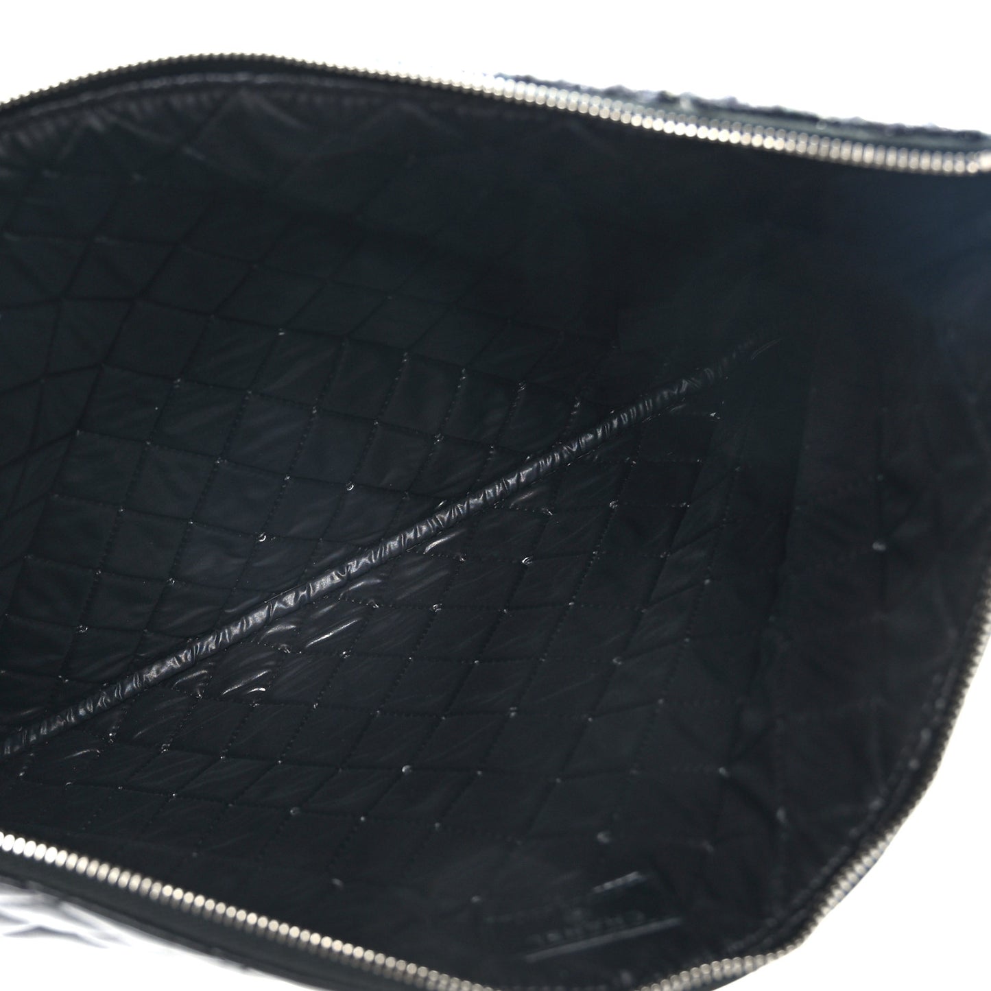 Tweed Lambskin Quilted Large Cosmetic Case Black