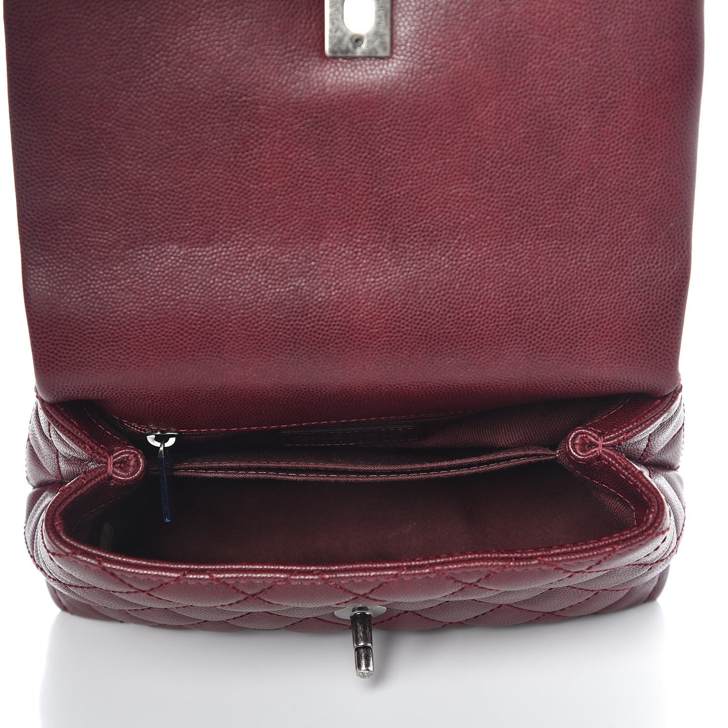 Caviar Quilted Mini Coco Handle Flap Burgundy