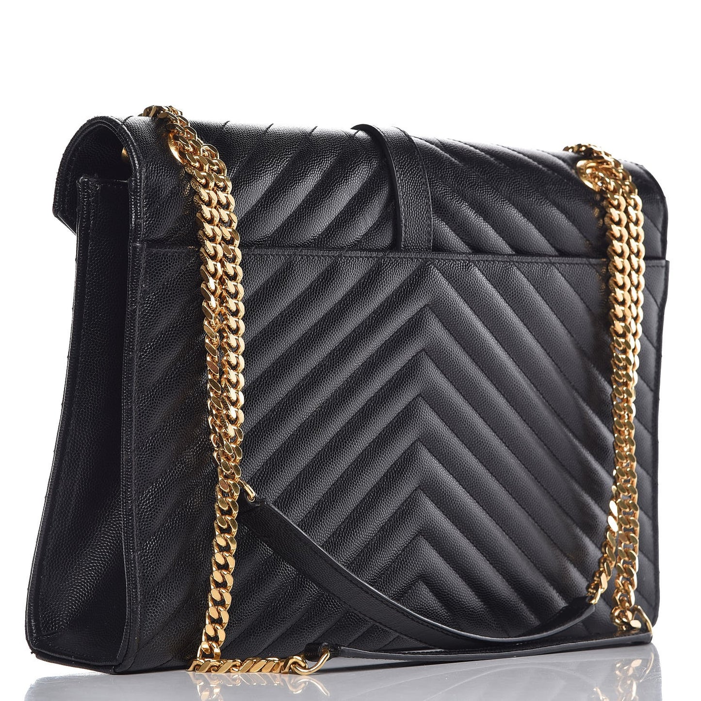 Grain De Poudre Matelasse Chevron Large Monogram Satchel Black