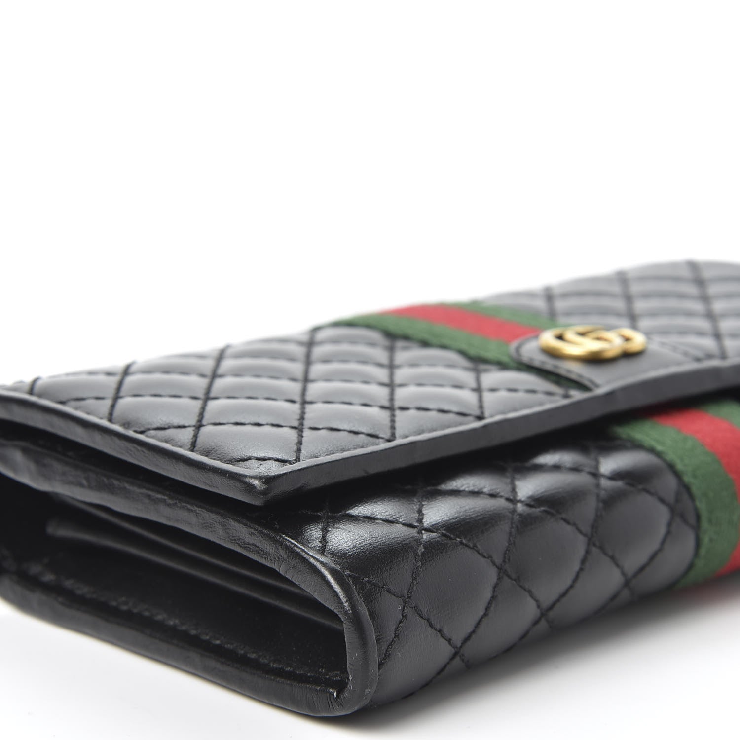 Gucci Calfskin Web Trapuntata GG Continental Wallet Black 5 of 8
