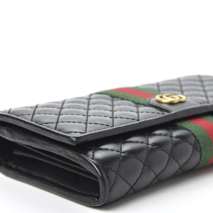 Gucci Calfskin Web Trapuntata GG Continental Wallet Black 5 of 8