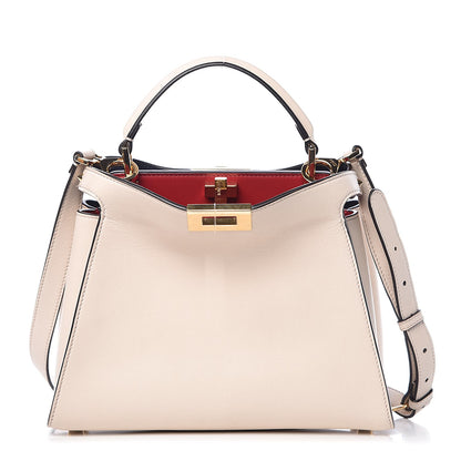 Fendi Vitello Tahiti Burro Bi-Color Medium Peekaboo Iconic Essentially Satchel Camelia Fragola Dark Blue 1 of 8
