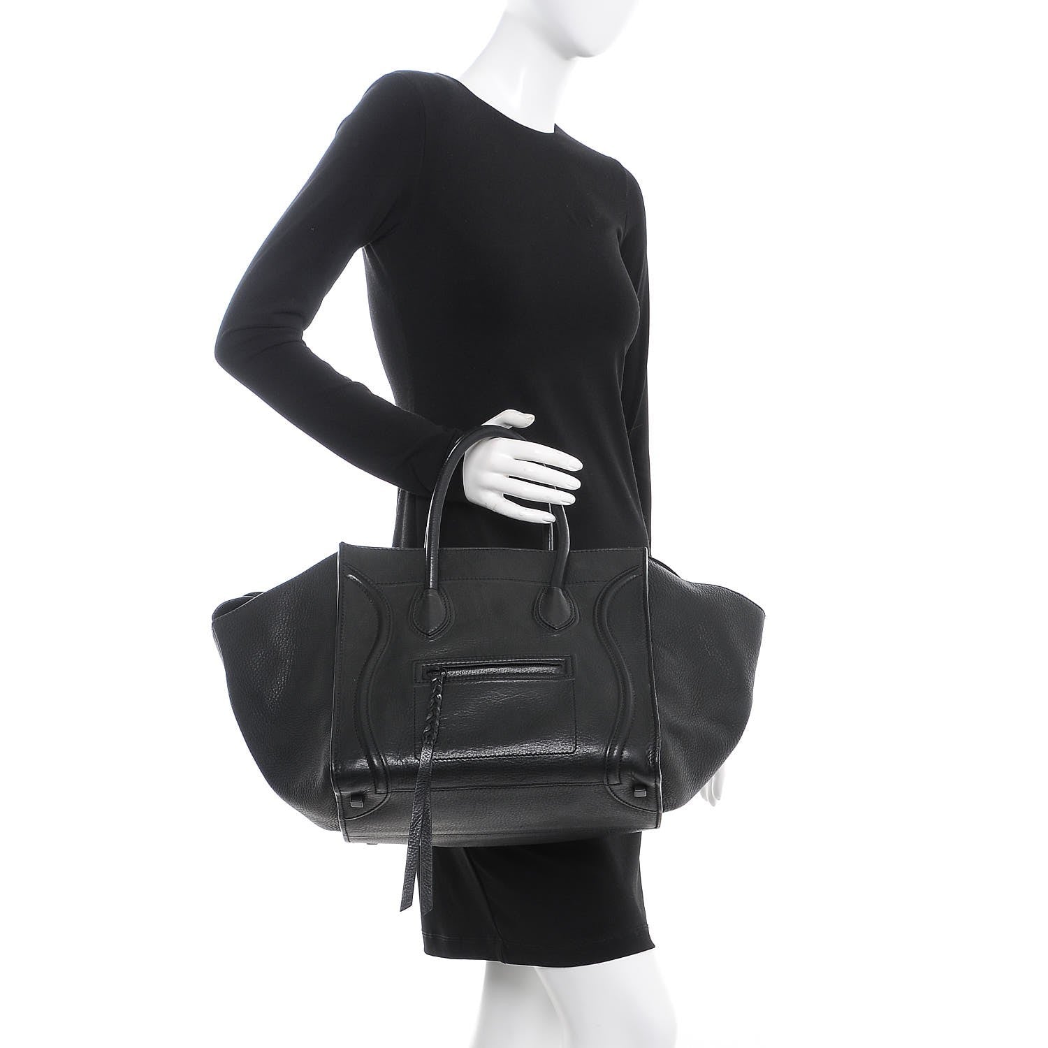 Celine Supple Calfskin Medium Phantom Luggage Black 2 of 17