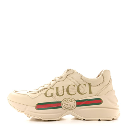 Gucci Calfskin Logo Womens Rhyton Sneakers 39 Ivory 1 of 14