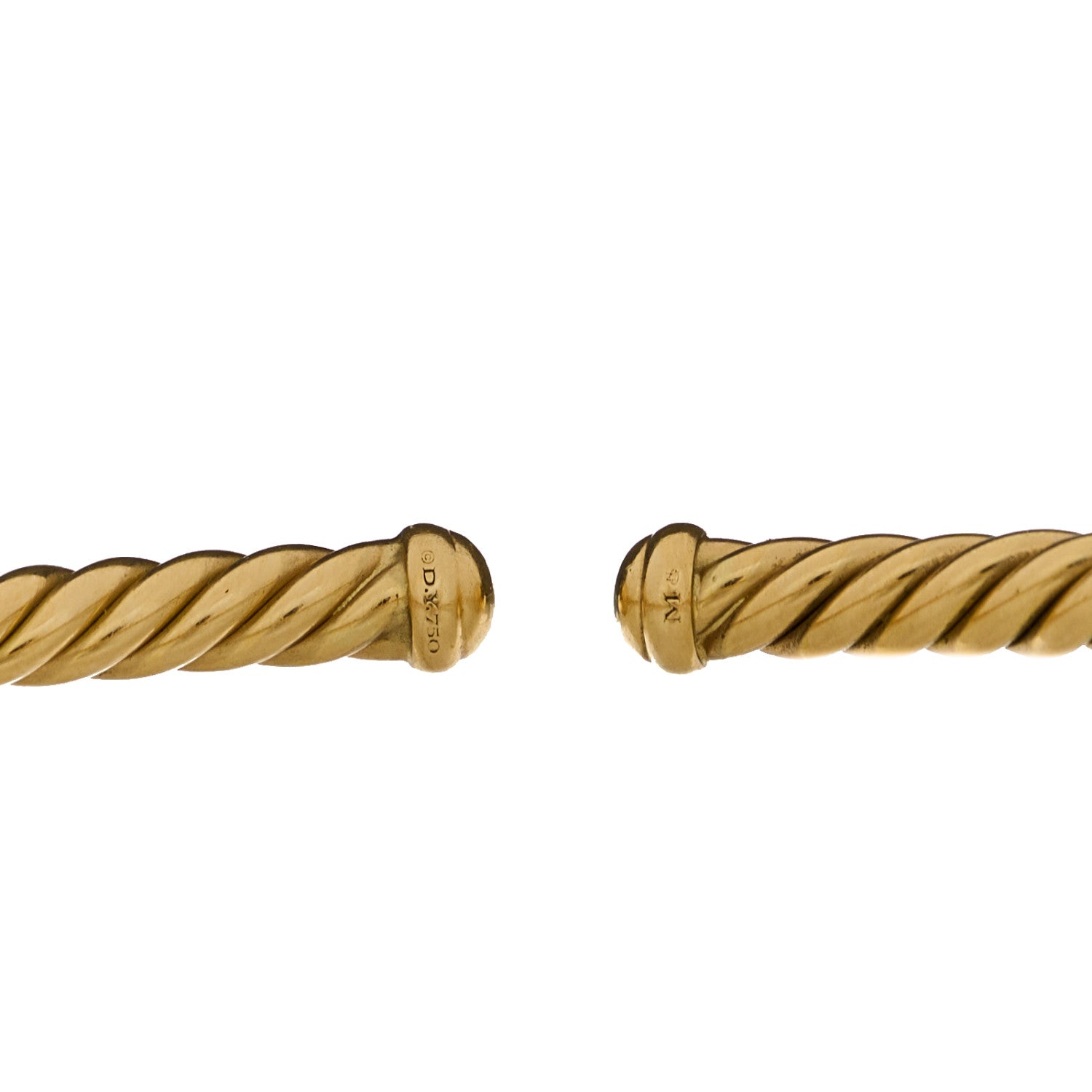 David Yurman 18K Yellow Gold 4mm Cablespira Bracelet 3 of 4