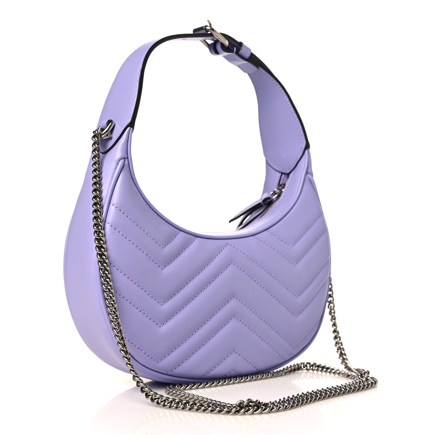 Calfskin Matelasse Mini GG Marmont Half Moon Hobo Lapis
