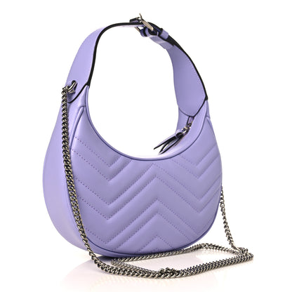 Gucci Calfskin Matelasse Mini GG Marmont Half Moon Hobo Lapis 4 of 10