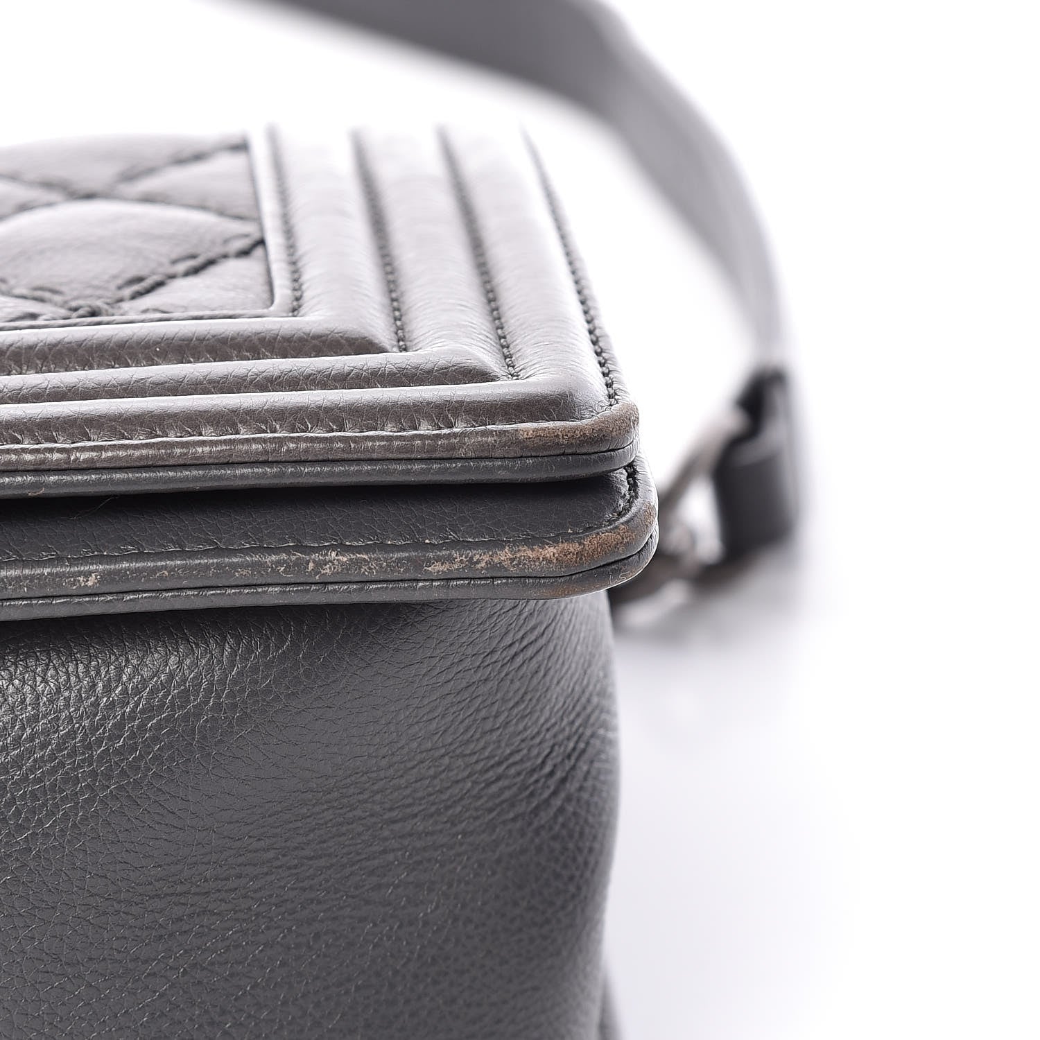 Chanel Calfskin Double Stitch Medium Boy Flap Grey 10 of 14